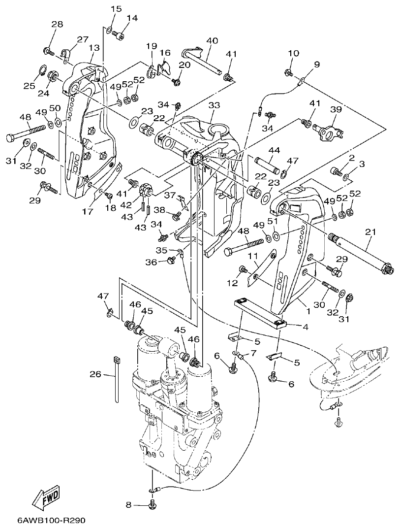 Yamaha 20, F350NCC2 BRACKET 1 parts diagram